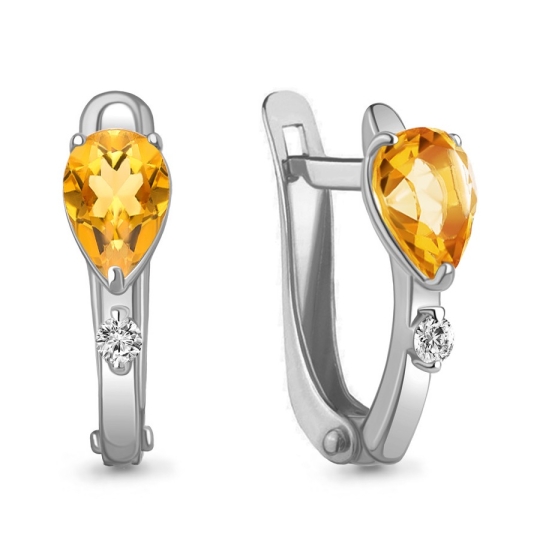 Серьги из серебра с топазами и фианитами