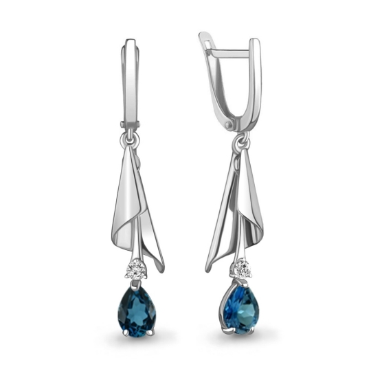 Серьги из серебра с агатами и фианитами