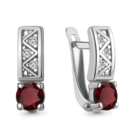 Серьги из серебра с аметистами, эмалью и фианитами