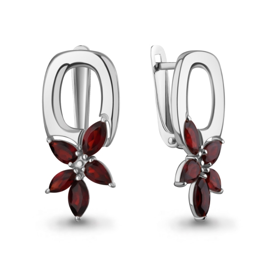 Серьги из серебра с позолотой и фианитами
