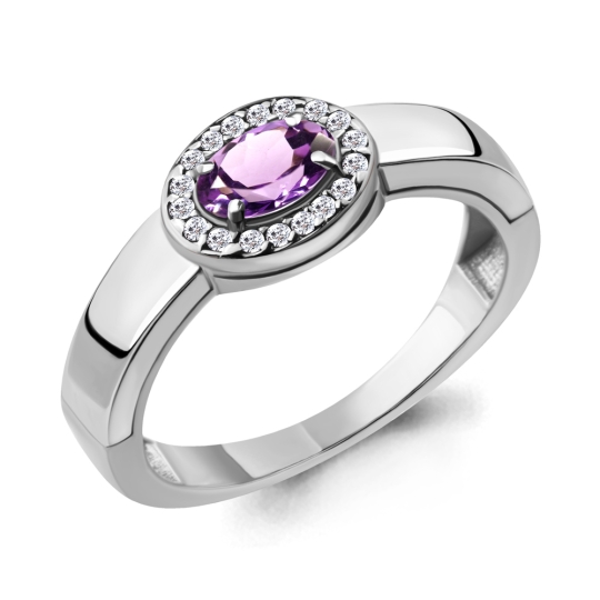 Серьги из серебра с аметистами и фианитами