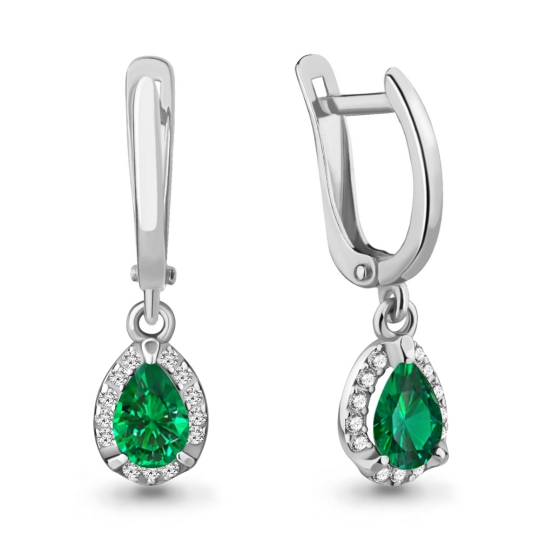 Серьги из серебра с сапфирами и фианитами