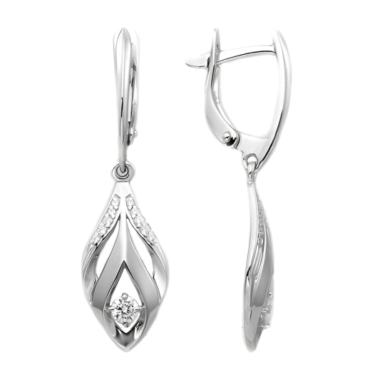 Серьги из серебра с фианитами