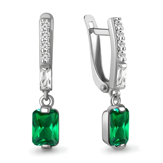 Серьги из серебра с фианитами