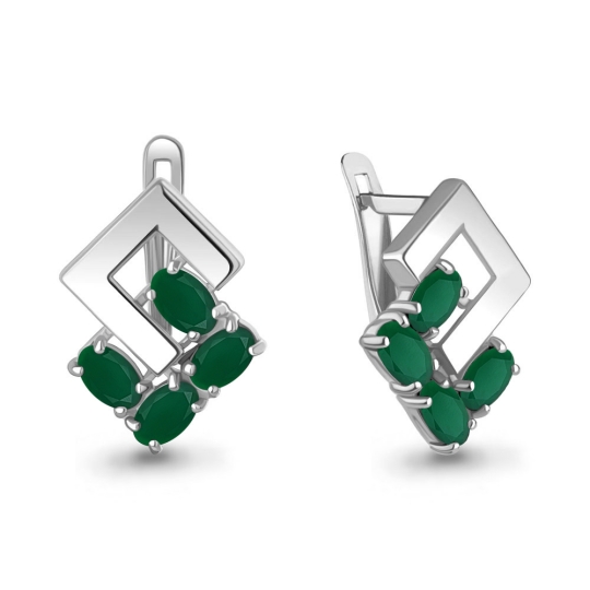 Серьги-конго из циркона с серебряным замком