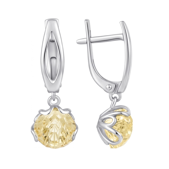 Серьги из серебра с фианитами