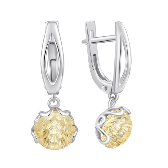 Серьги из серебра с фианитами