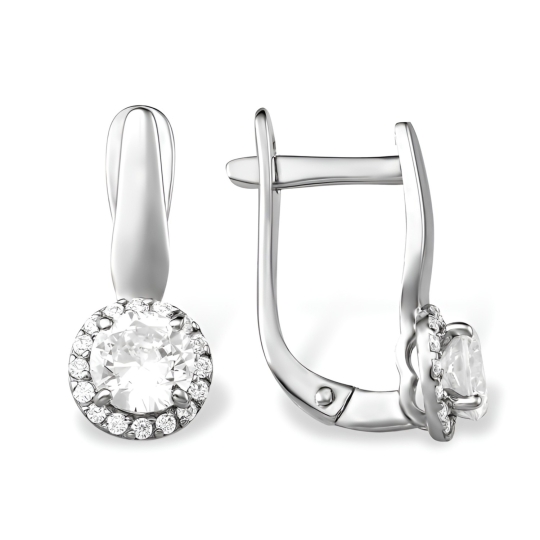 Серьги из серебра с фианитами