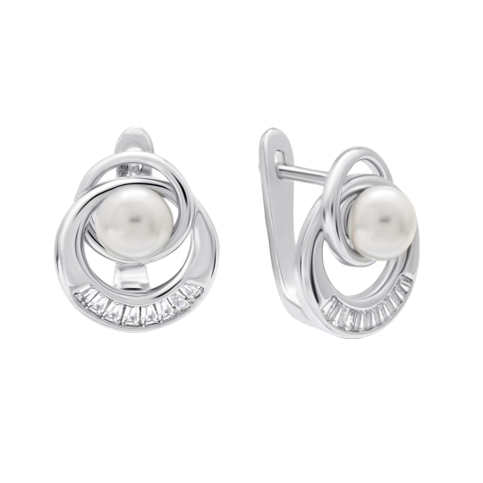 Серьги из серебра с фианитами