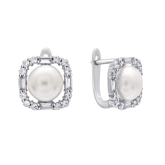 Серьги из серебра с фианитами