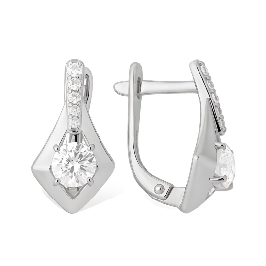 Серьги из серебра с агатами и фианитами
