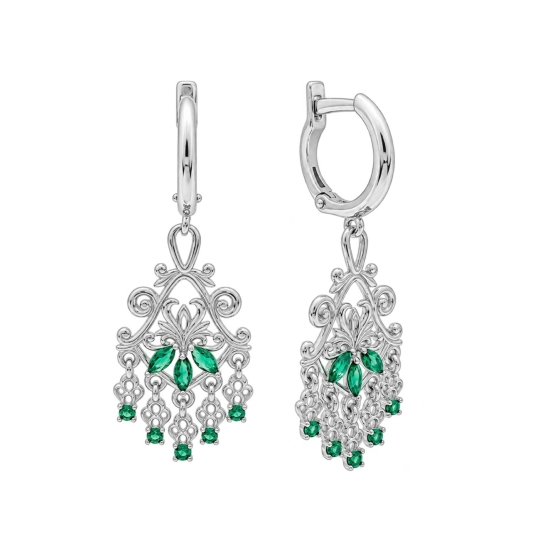 Серьги из серебра с фианитами
