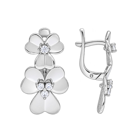 Серьги из серебра с фианитами