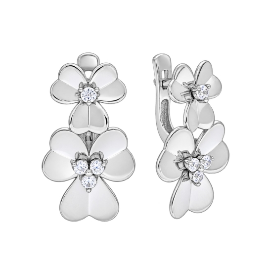 Серьги из серебра с фианитами