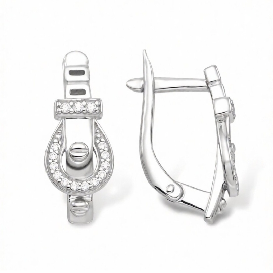 Серьги из серебра с фианитами