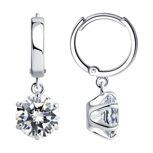 Серьги из серебра с фианитами