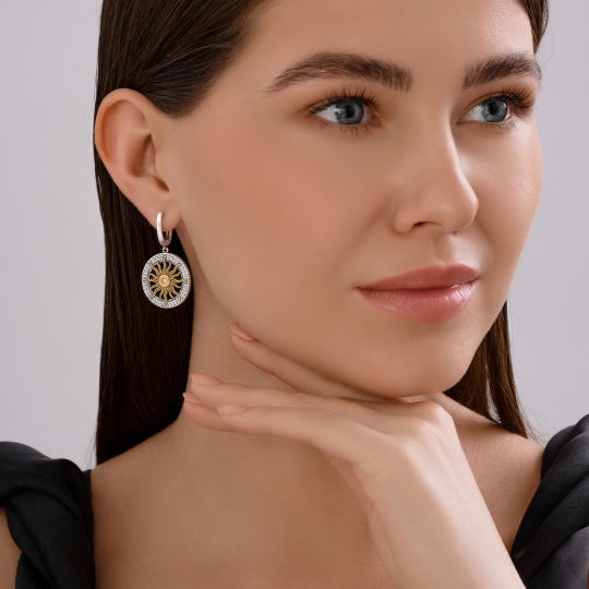 Серьги из серебра с хризолитами
