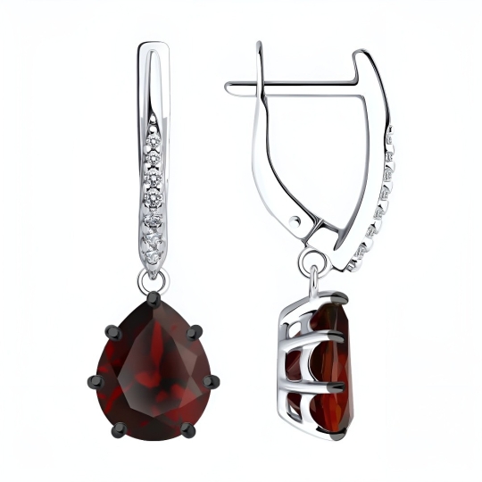 Серьги из серебра с фианитами
