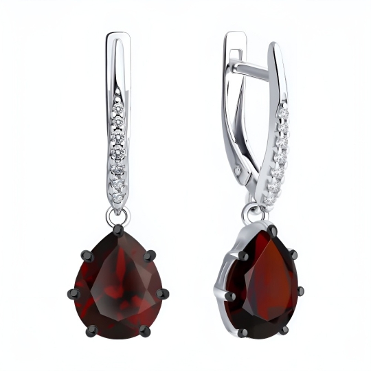 Серьги из серебра с фианитами