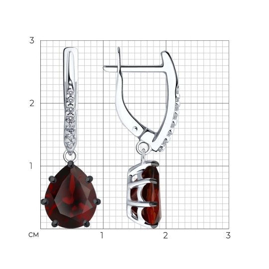 Серьги из серебра с фианитами