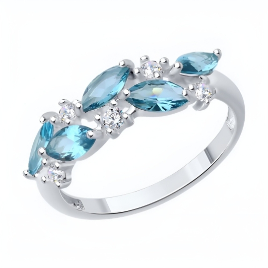 Серьги из серебра с ювелирными кристаллами и фианитами