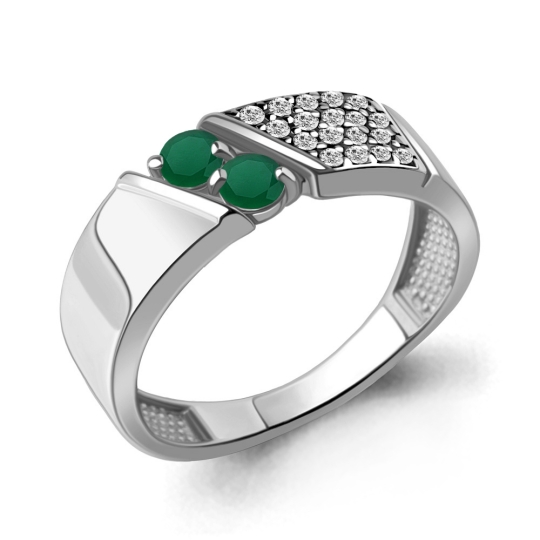 Серьги из серебра с агатами и фианитами