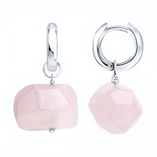 Серьги из серебра с агатами и фианитами