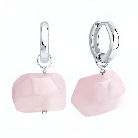 Серьги из серебра с агатами и фианитами
