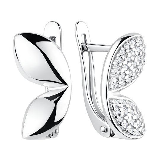 Серьги из серебра с фианитами