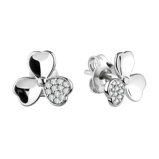 Серьги из серебра с фианитами