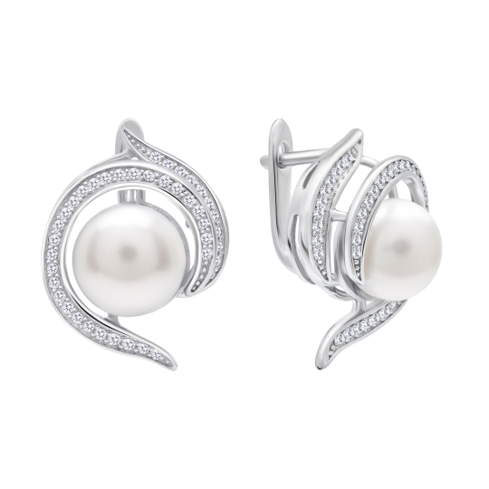 Серьги из серебра с агатами и фианитами