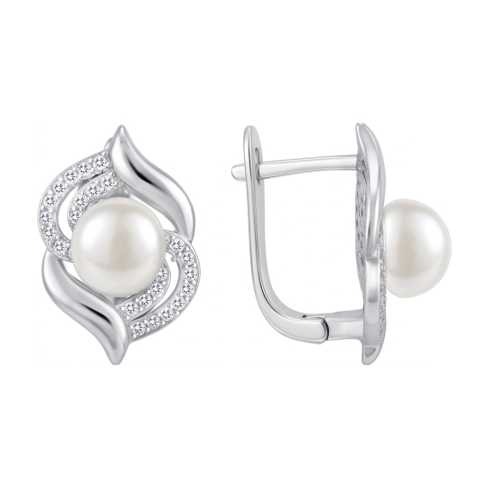 Серьги из серебра с фианитами