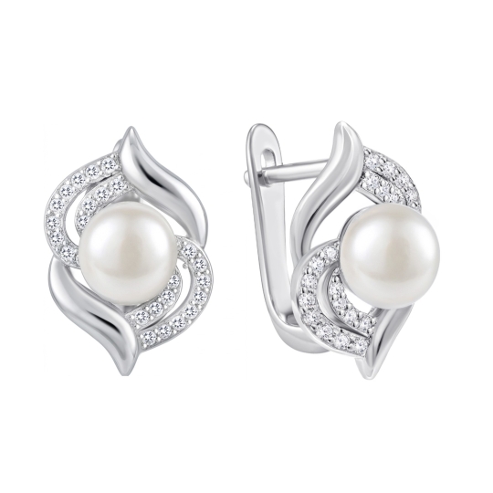 Серьги из серебра с фианитами
