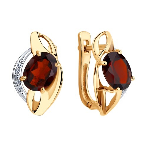 Кольцо из золота с гранатом и фианитами