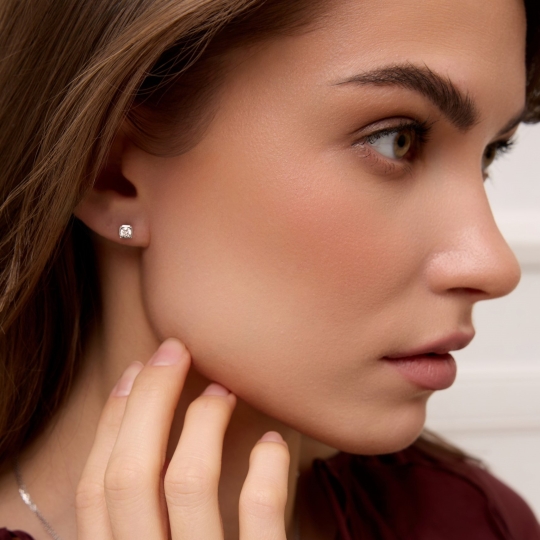 Серьги из белого золота с выращенными бриллиантами