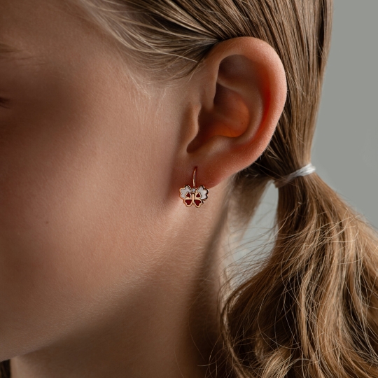 Серьги из золота с эмалью и фианитами