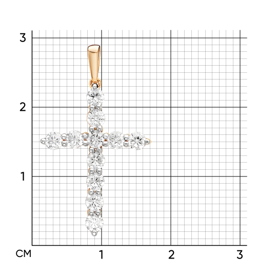 Подвеска из золота с ситаллом турмалин и фианитами