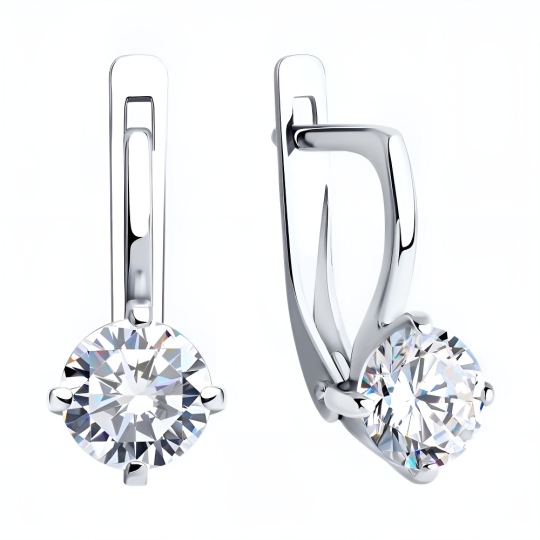 Серьги из серебра с фианитами