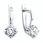 Серьги из серебра с фианитами