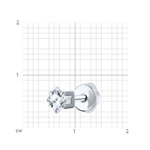 Одиночная серьга из серебра с фианитом
