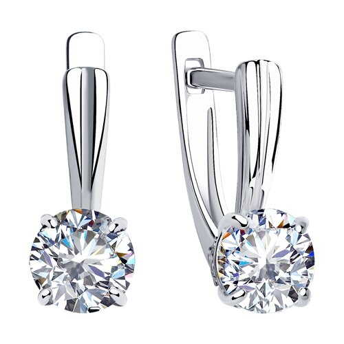 Серьги из серебра с фианитами