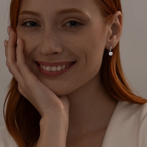 Серьги из серебра с фианитами