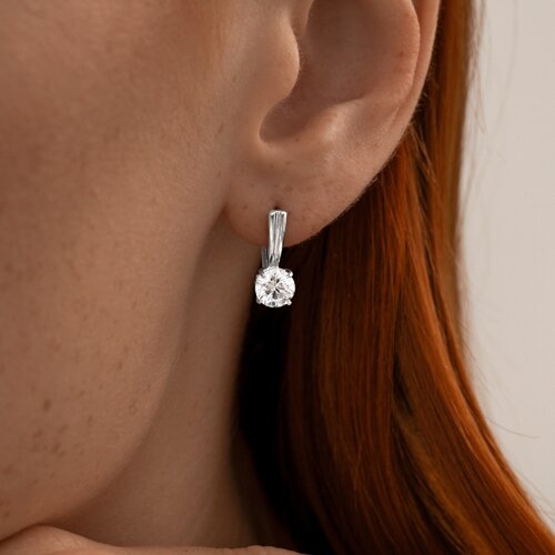 Серьги из серебра с фианитами