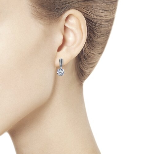 Серьги из серебра с фианитами