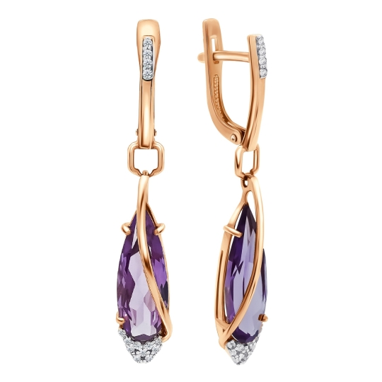 Серьги из золота с фианитами