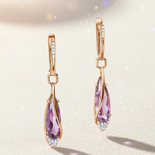 Серьги из золота с бриллиантами и сапфирами 