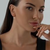 Серьги из серебра с позолотой и фианитами