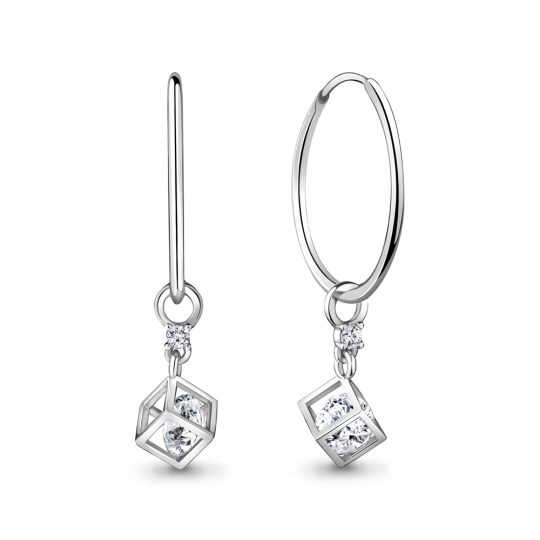 Серьги из серебра с фианитами