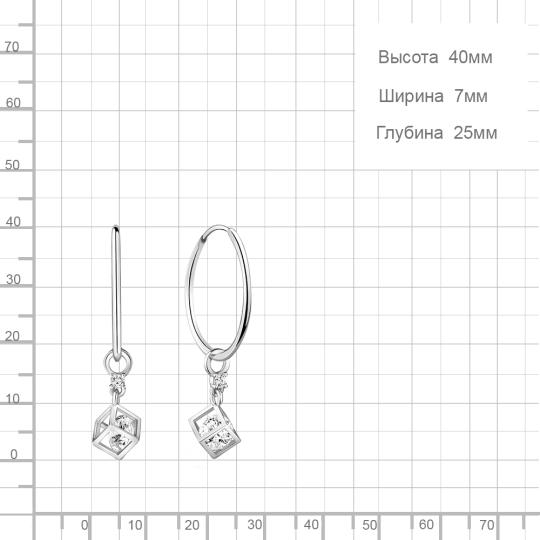 Серьги из серебра с фианитами