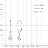 Серьги-кольца из серебра с фианитами